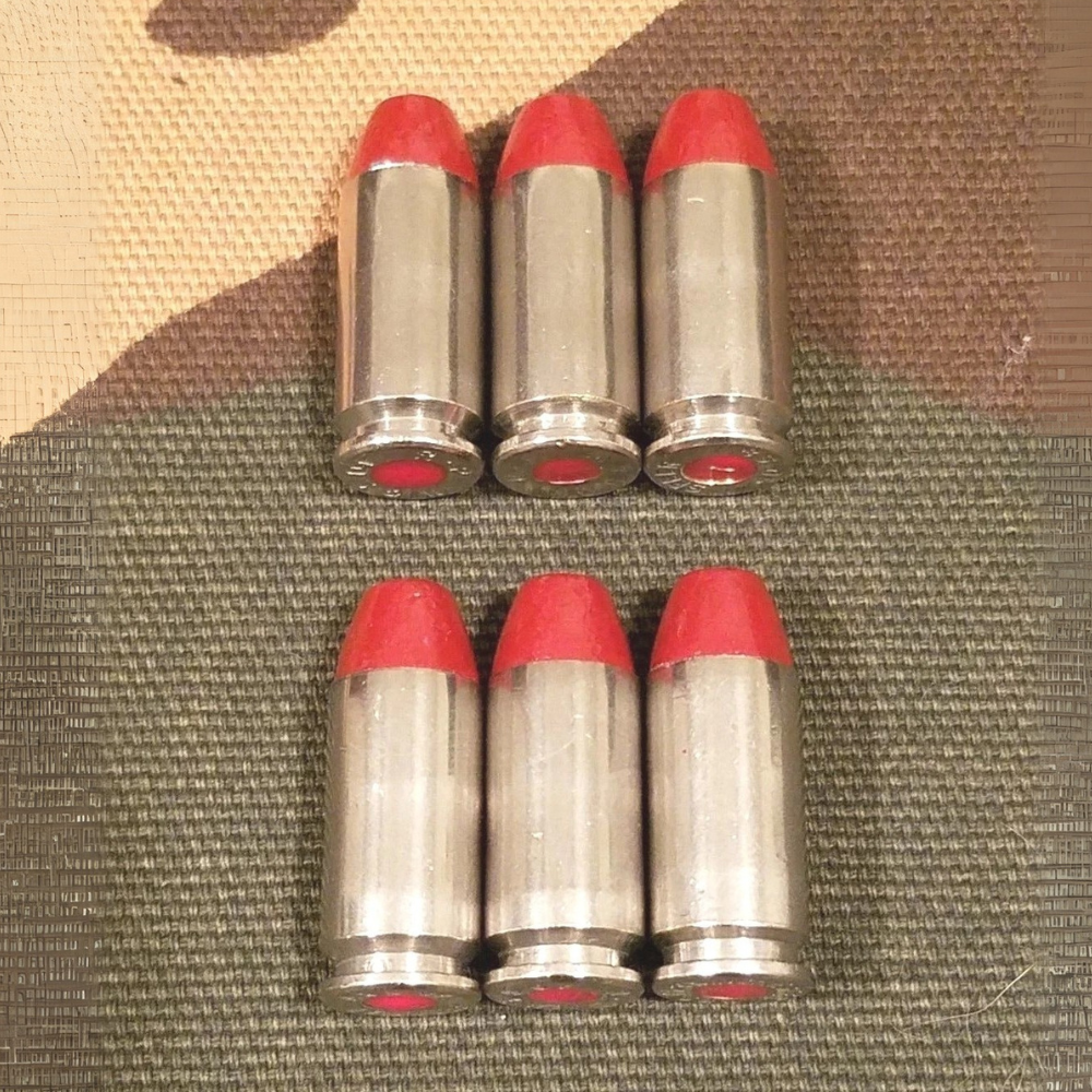 40 S&W Snap Caps Set of 6 (Red+Nickel) Real 200GR Weight!!!