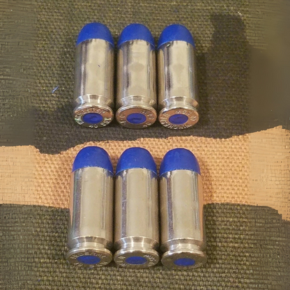 40 S&W Snap Caps Set of 6 (Blue+Nickel) Real 200GR Weight!!!