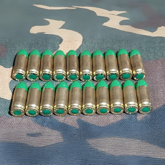 9mm Luger Snap Caps Set of 20 (Green+Brass) Real 115GN Weight!!!