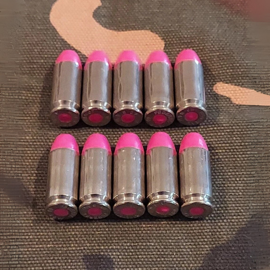 40 S&W Snap Caps Set of 10 (Pink+Nickel) Real 200GR Weight!!!