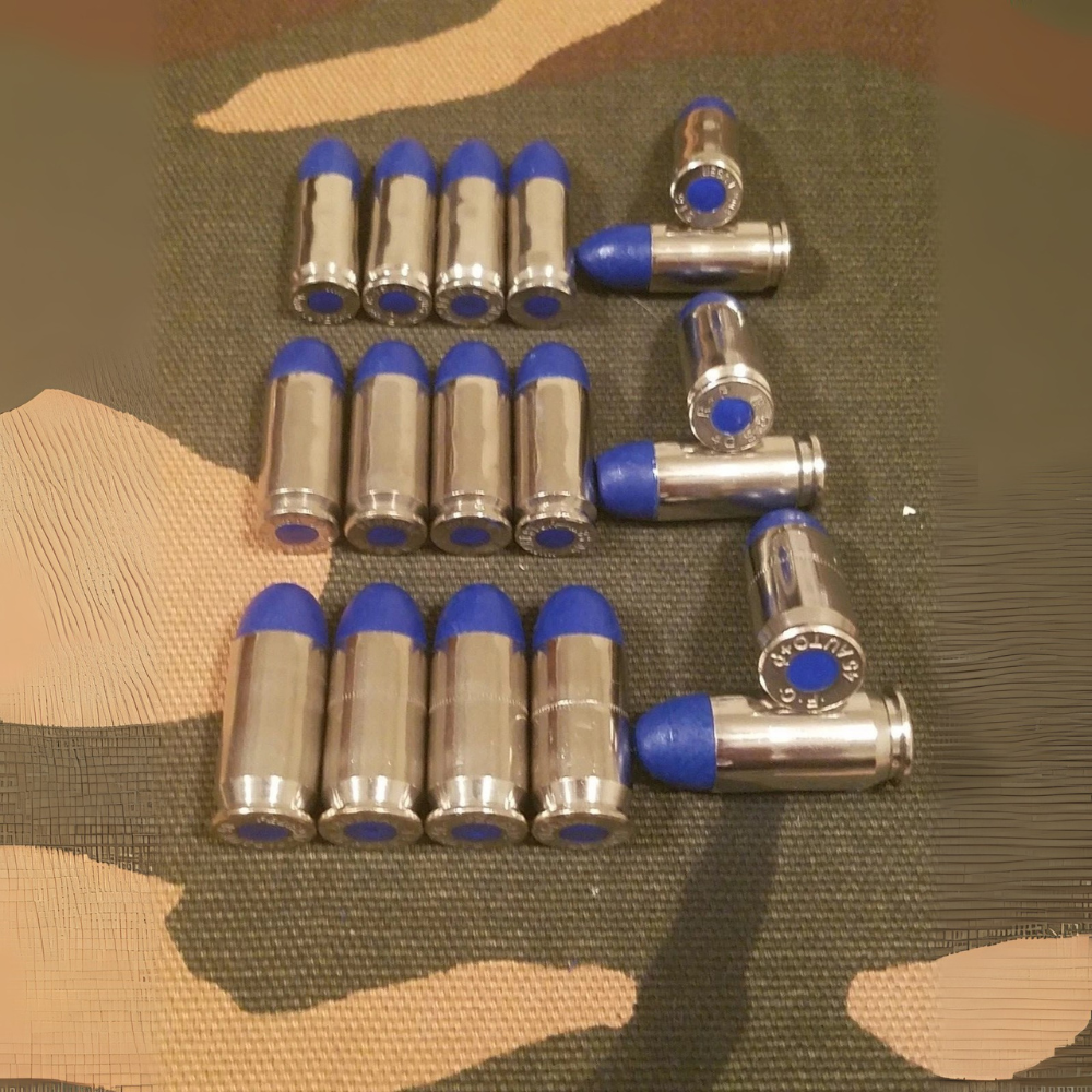 9mm, 40s&w, 45acp Snap Cap Combo Set 6 of Each (Nickel+Blue)