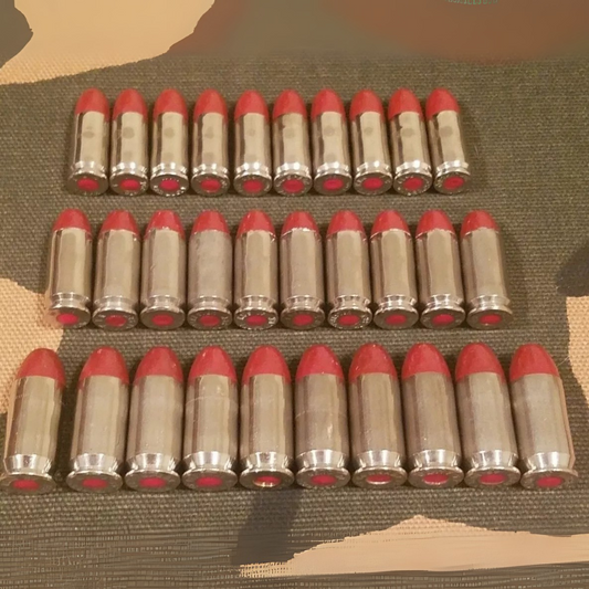 9mm, 40s&w, 45acp Snap Cap Combo Set 10 of Each (Nickel+Red)