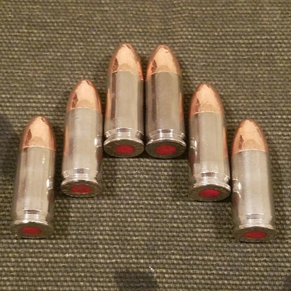 9mm Luger Snap Caps Set of 6 (Nickel) Real 115GN Weight!!!