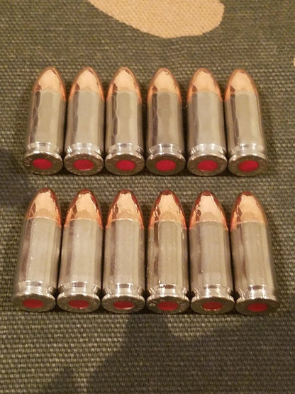 9mm Luger Snap Caps Set of 12 (Nickel) Real 115GN Weight!!!! !