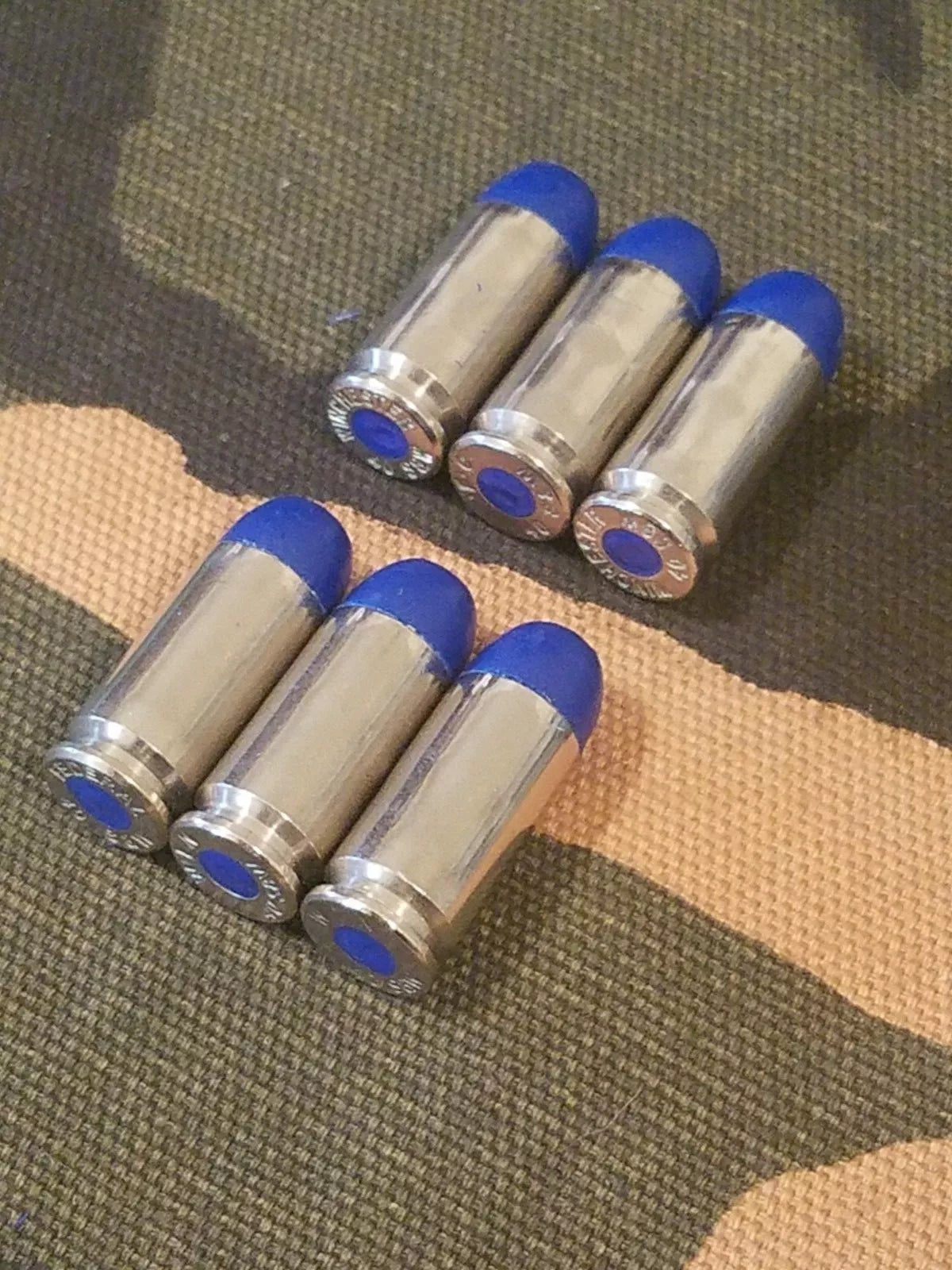 40 S&W Snap Caps Set of 6 (Blue+Nickel) Real 200GR Weight!!!