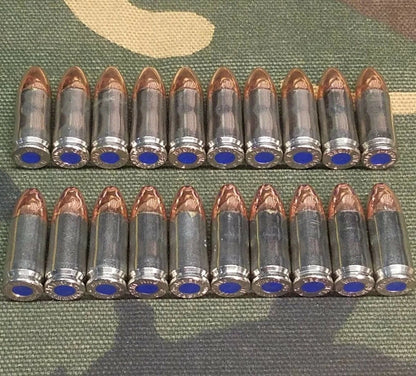 9mm Luger Snap Caps Set of 20 (Nickel+Blue) Real 115GN Weight!!!