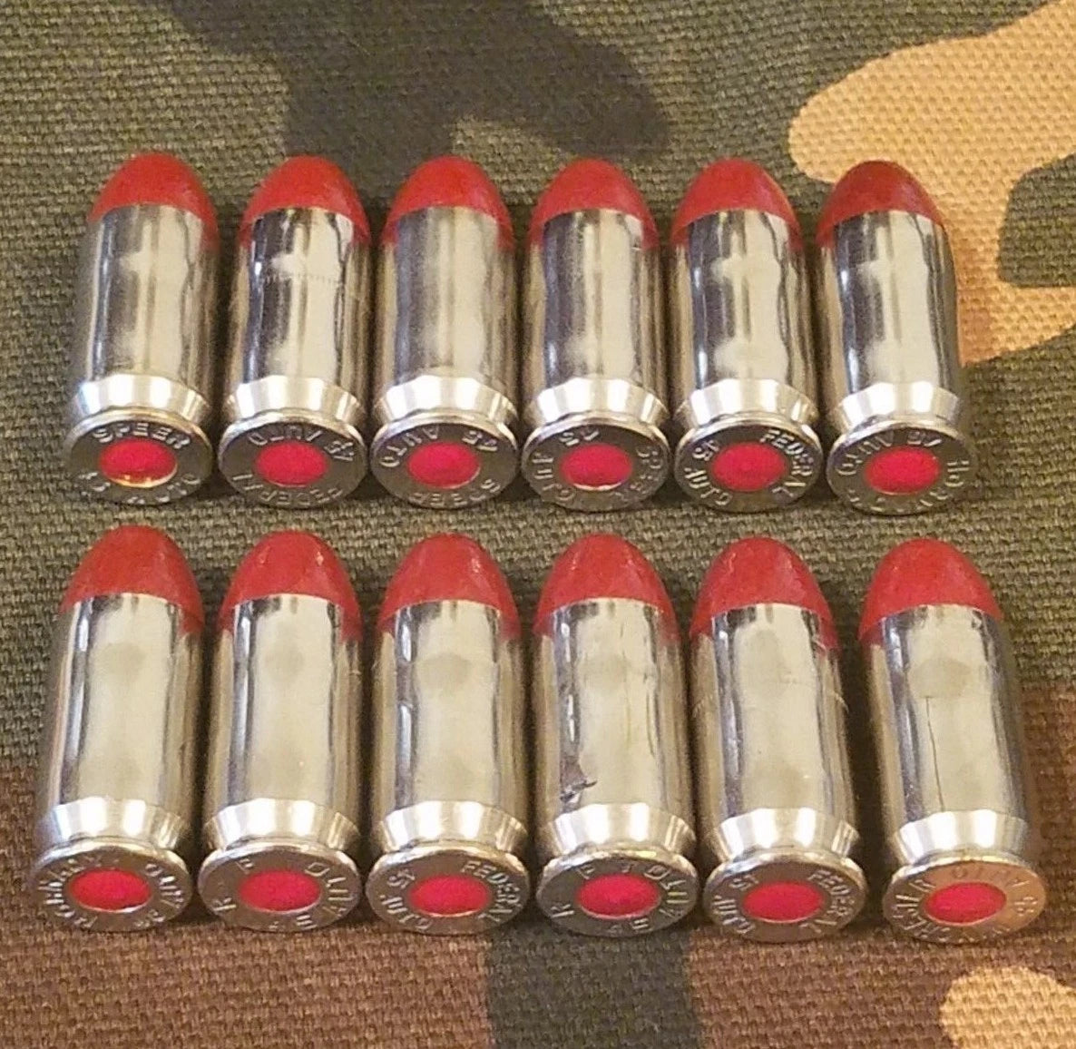 45 ACP Snap Caps Set of 12 (Red+Nickel) Real 230GR Weight!!!
