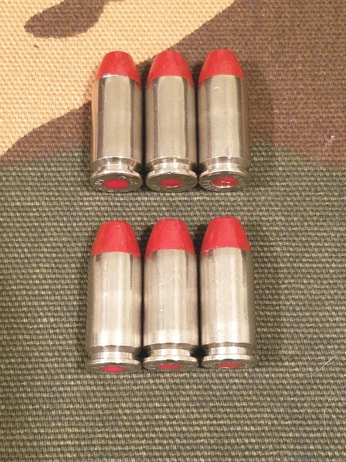40 S&W Snap Caps Set of 6 (Red+Nickel) Real 200GR Weight!!!
