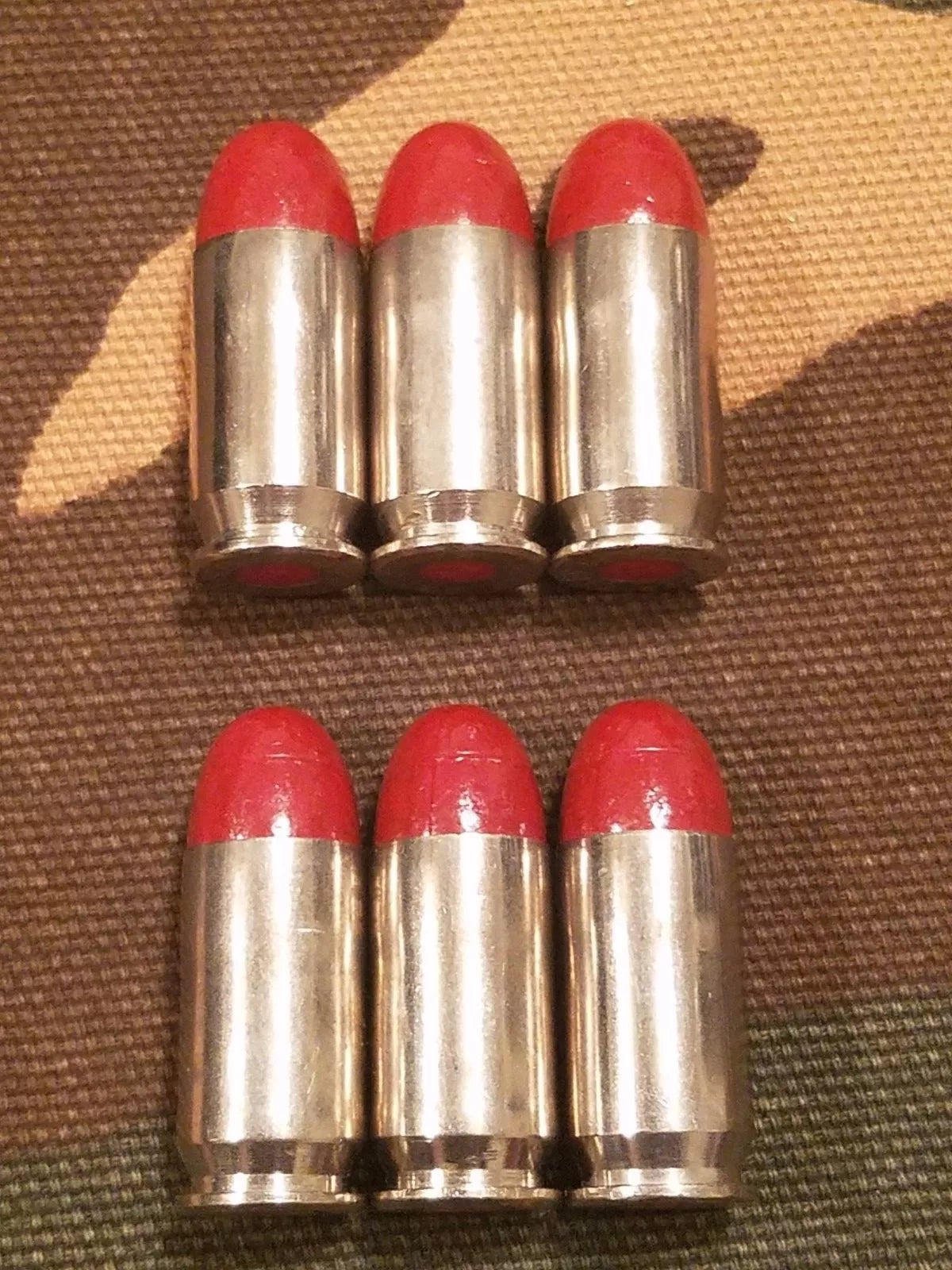 45 ACP Snap Caps Set of 6 (Red+Nickel) Real 230GR Weight!!!
