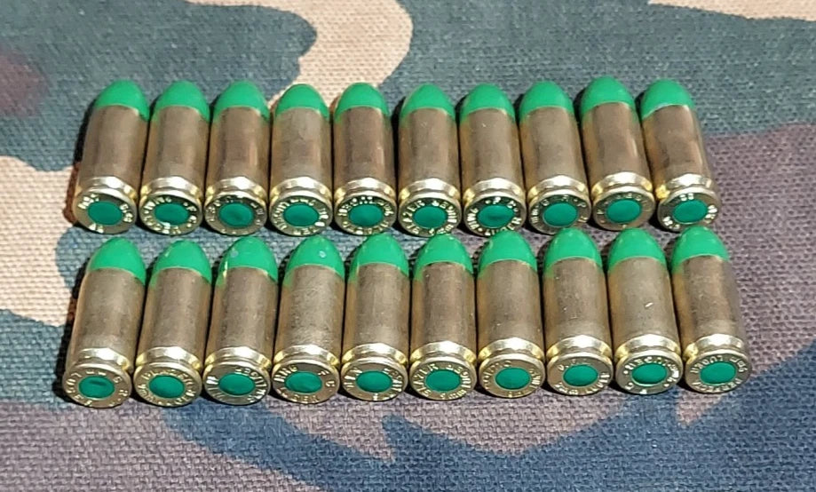 9mm Luger Snap Caps Set of 20 (Green+Brass) Real 115GN Weight!!!