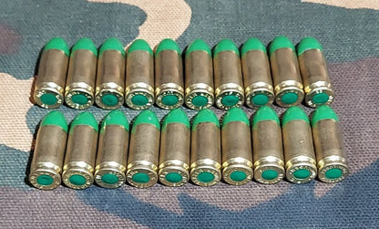 9mm Luger Snap Caps Set of 20 (Green+Brass) Real 115GN Weight!!!
