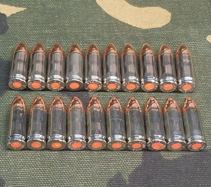 9mm Luger Snap Caps Set of 20 (Nickel+Orange) Real 115GN Weight!!!