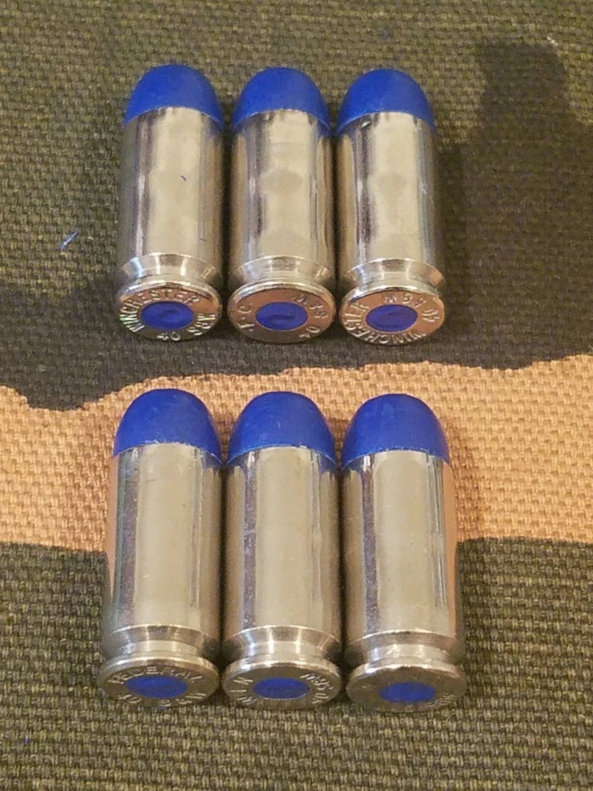 40 S&W Snap Caps Set of 6 (Blue+Nickel) Real 200GR Weight!!!