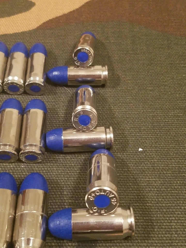 9mm, 40s&w, 45acp Snap Cap Combo Set 6 of Each (Nickel+Blue)