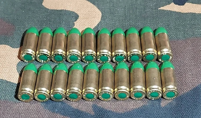 9mm Luger Snap Caps Set of 20 (Green+Brass) Real 115GN Weight!!!