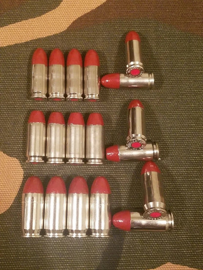 9mm, 40s&w, 45acp Snap Cap Combo Set 6 of Each (Nickel+Red)