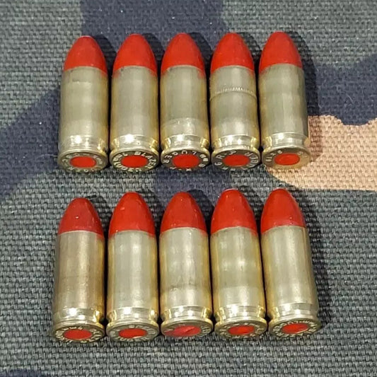 9mm Luger Snap Caps Set of 10 (Brass+Red) 115GR. Weighted