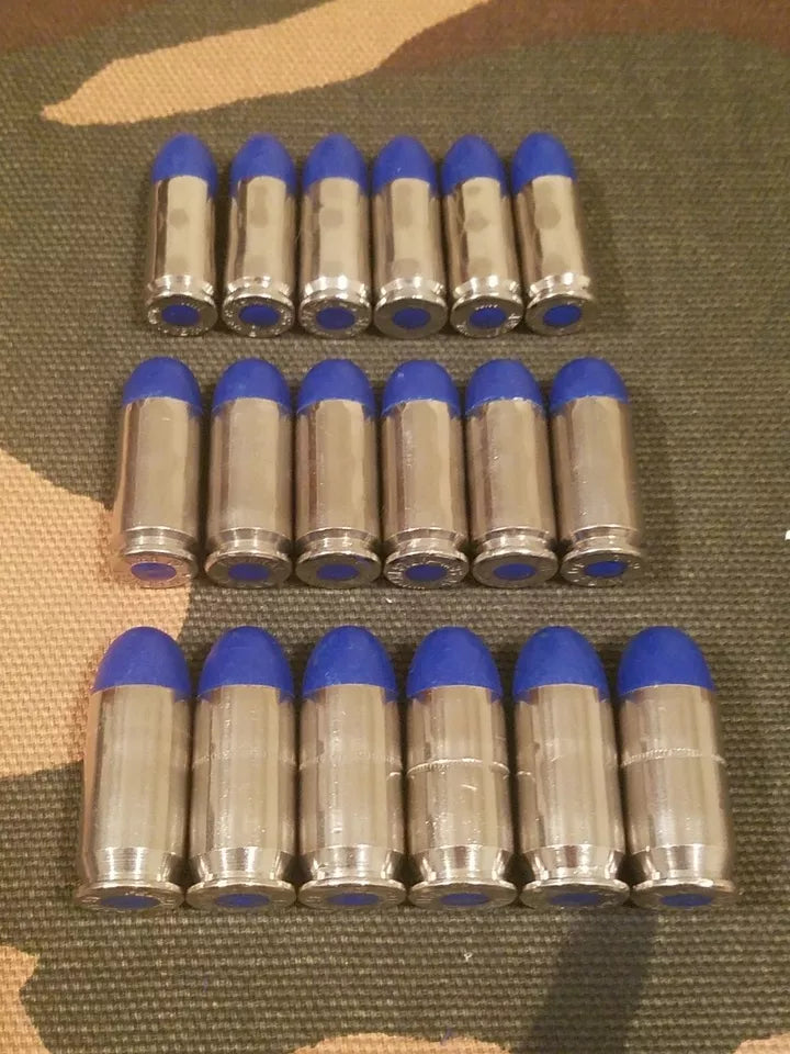 9mm, 40s&w, 45acp Snap Cap Combo Set 6 of Each (Nickel+Blue)
