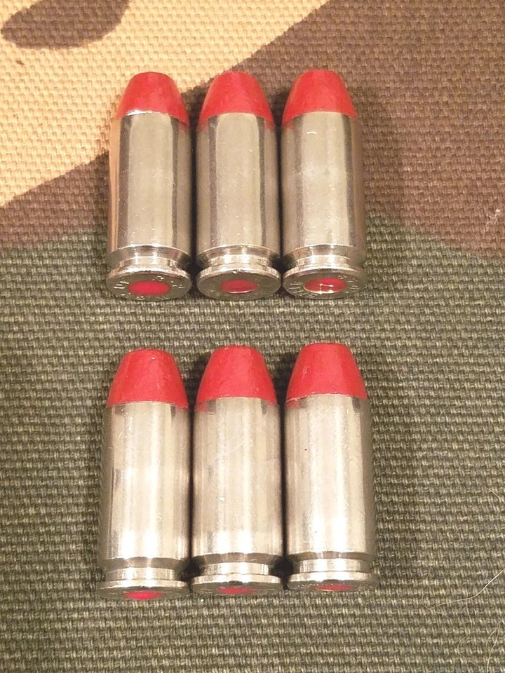 40 S&W Snap Caps Set of 6 (Red+Nickel) Real 200GR Weight!!!