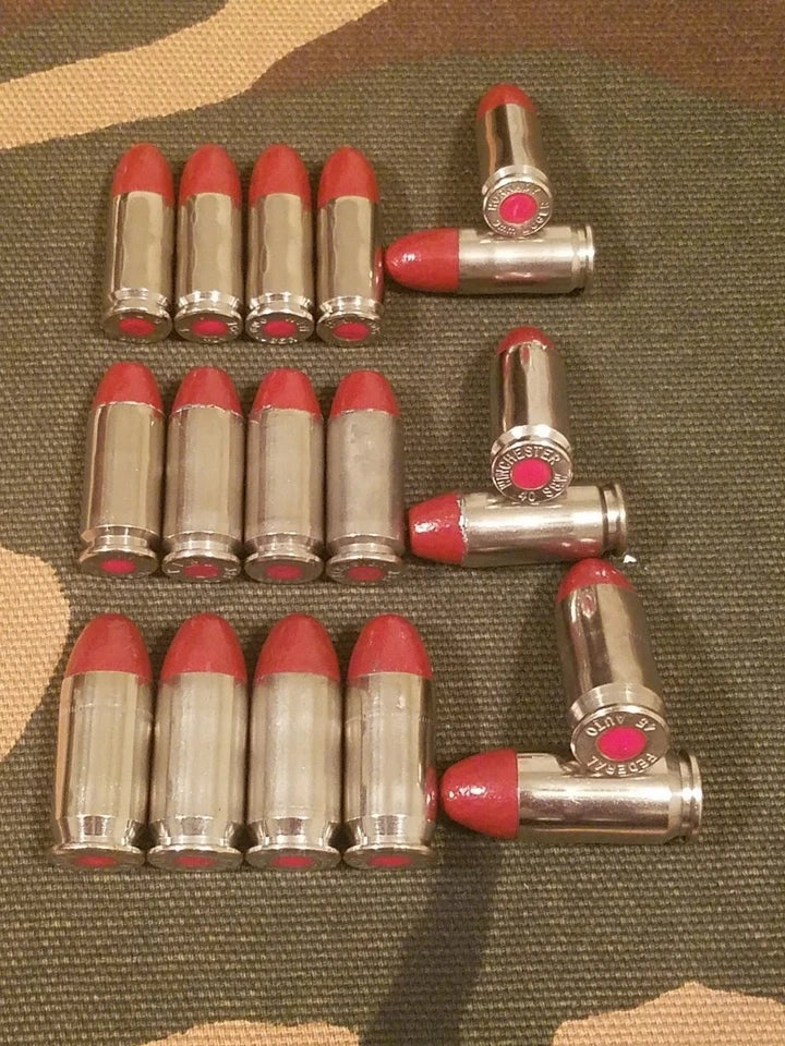 9mm, 40s&w, 45acp Snap Cap Combo Set 6 of Each (Nickel+Red)