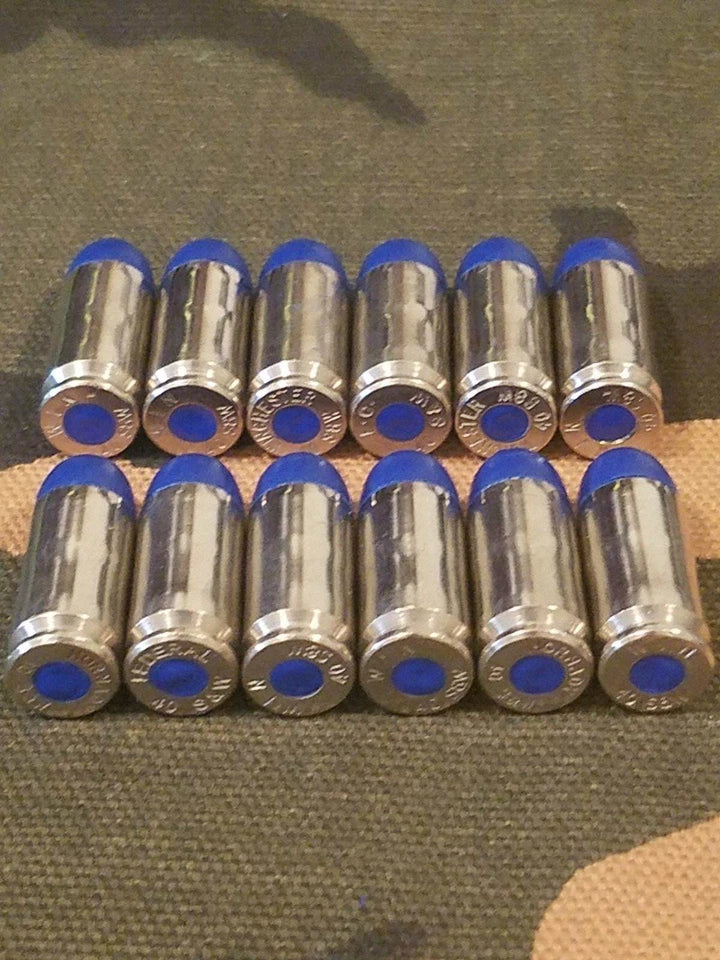 40 S&W Snap Caps Set of 12 (Blue+Nickel) Real 200GR Weight!!!