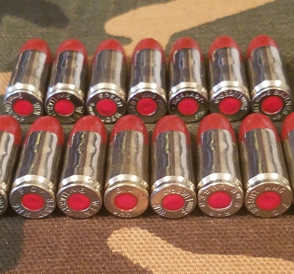 9mm Luger Snap Caps Set of 15 (Red+Nickel)