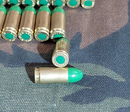 9mm Luger Snap Caps Set of 20 (Green+Brass) Real 115GN Weight!!!