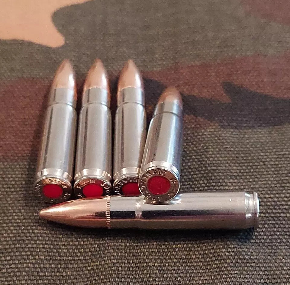 300 Blackout Snap Caps Set of 5 (Nickel+Safety Red) 180GR Weighted