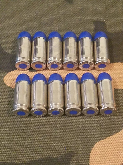 40 S&W Snap Caps Set of 12 (Blue+Nickel) Real 200GR Weight!!!