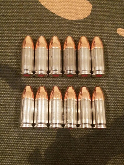 9mm Luger Snap Caps Set of 12 (Nickel) Real 115GN Weight!!!! !