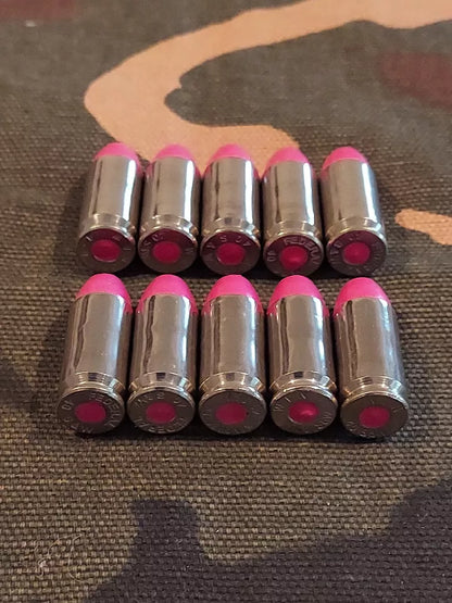 40 S&W Snap Caps Set of 10 (Pink+Nickel) Real 200GR Weight!!!