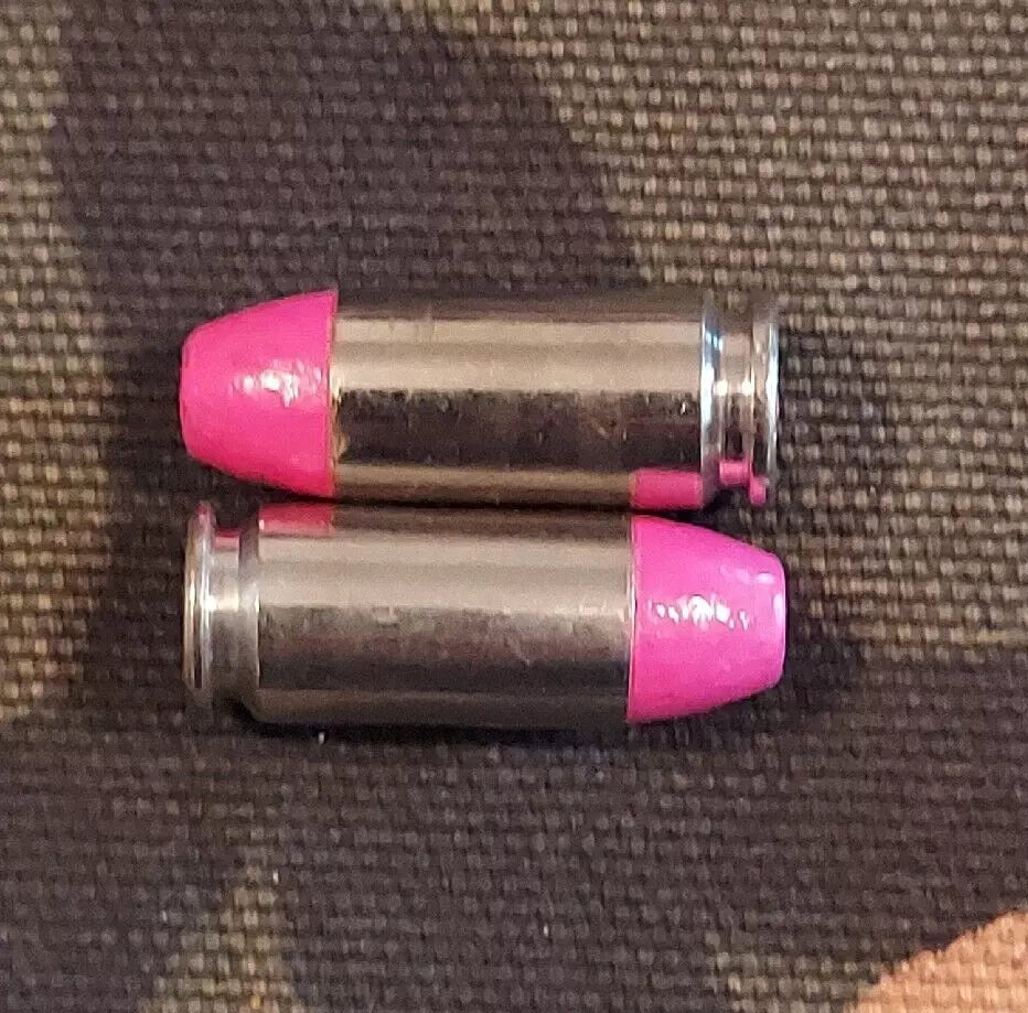 40 S&W Snap Caps Set of 10 (Pink+Nickel) Real 200GR Weight!!!