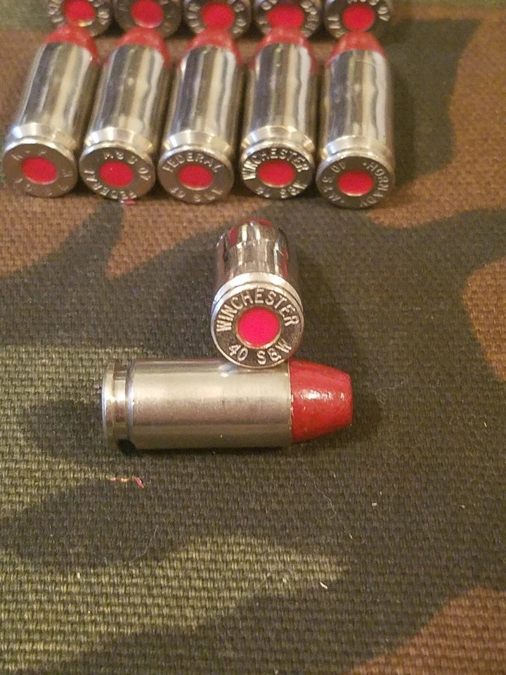 40 S&W Snap Caps Set of 12 (Red+Nickel) Real 200GR Weight!!!