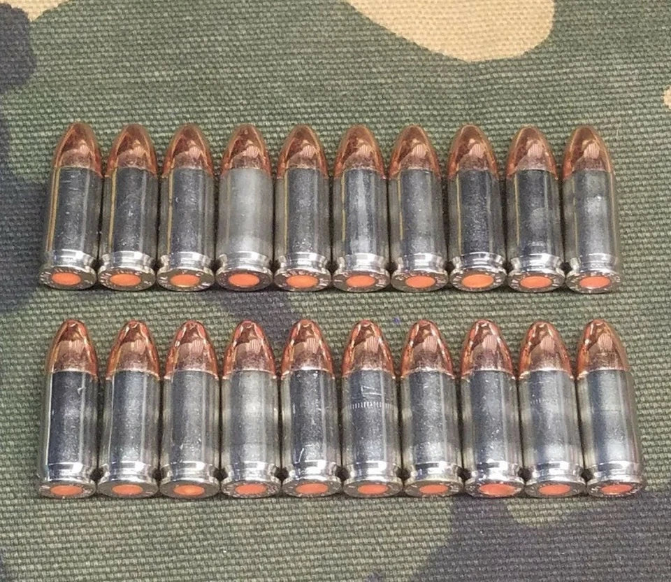9mm Luger Snap Caps Set of 20 (Nickel+Orange) Real 115GN Weight!!!