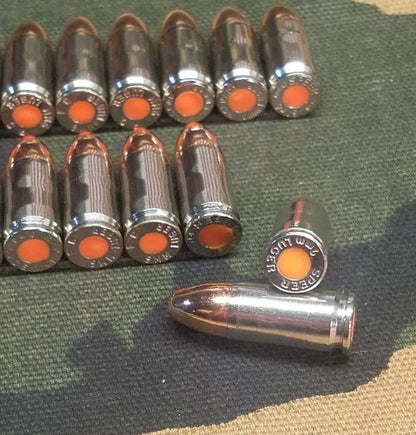 9mm Luger Snap Caps Set of 20 (Nickel+Orange) Real 115GN Weight!!!
