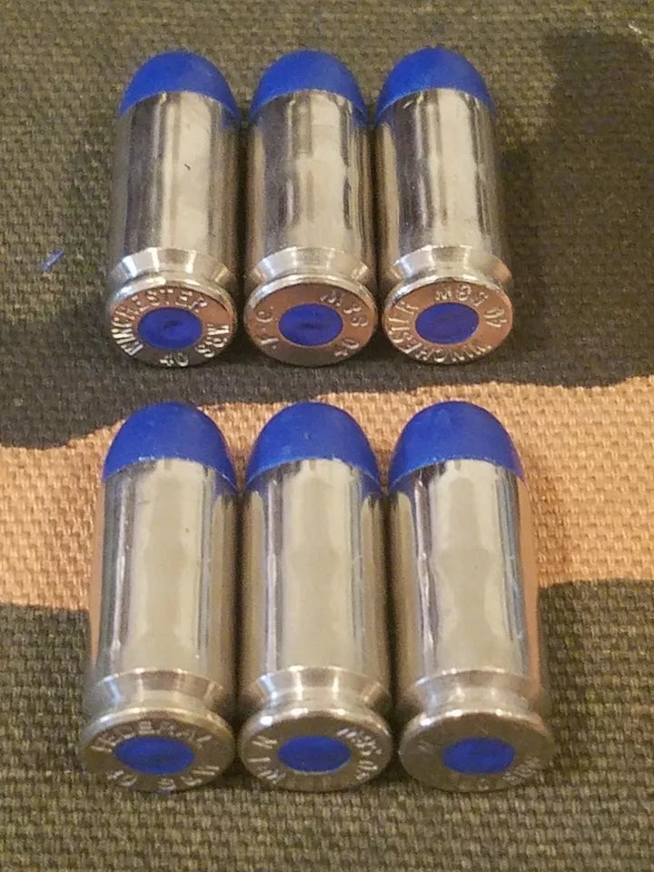 40 S&W Snap Caps Set of 6 (Blue+Nickel) Real 200GR Weight!!!