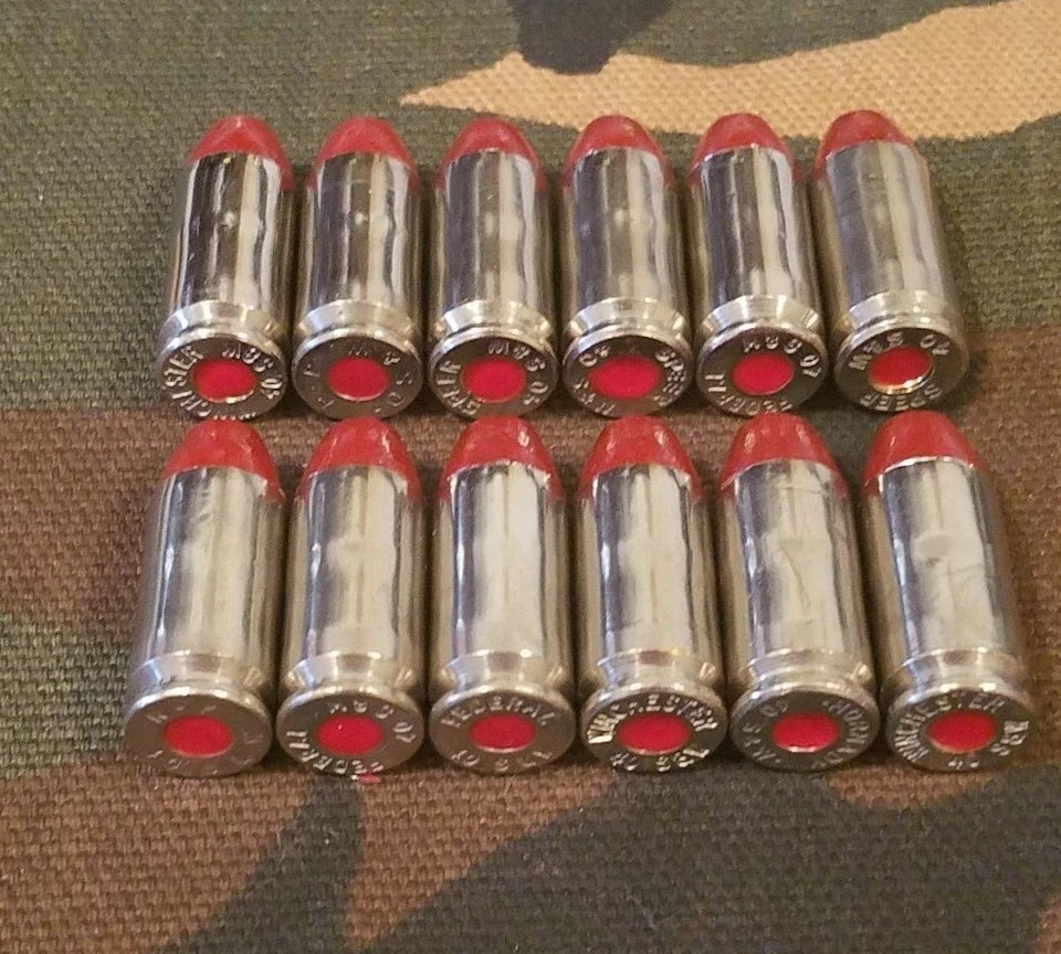 40 S&W Snap Caps Set of 12 (Red+Nickel) Real 200GR Weight!!!