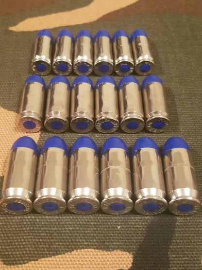 9mm, 40s&w, 45acp Snap Cap Combo Set 6 of Each (Nickel+Blue)