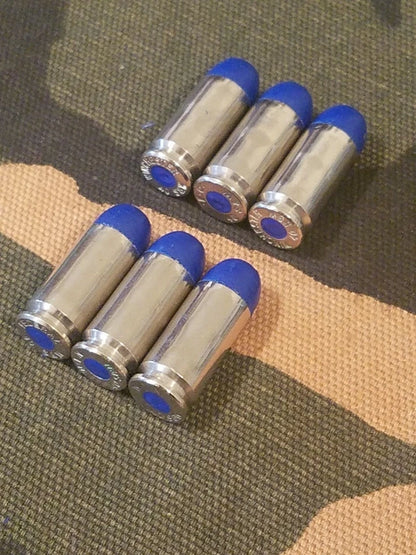 40 S&W Snap Caps Set of 6 (Blue+Nickel) Real 200GR Weight!!!