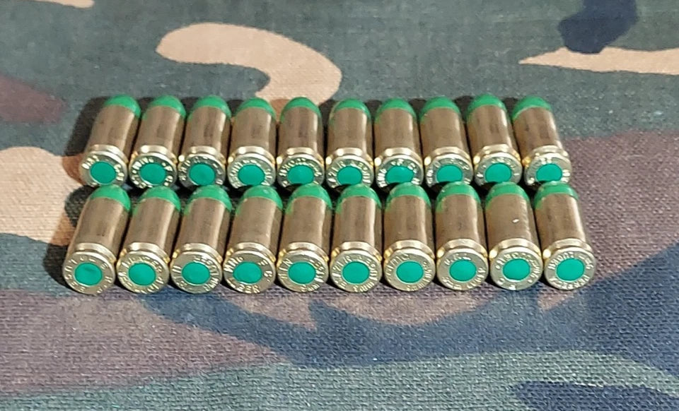 9mm Luger Snap Caps Set of 20 (Green+Brass) Real 115GN Weight!!!