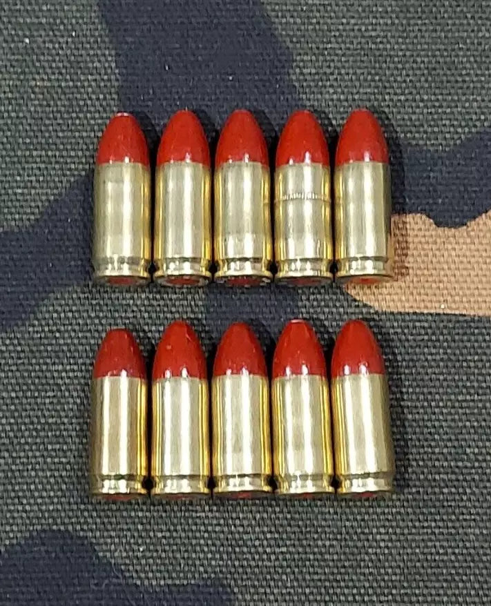 9mm Luger Snap Caps Set of 10 (Brass+Red) 115GR. Weighted