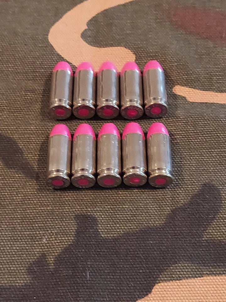 40 S&W Snap Caps Set of 10 (Pink+Nickel) Real 200GR Weight!!!