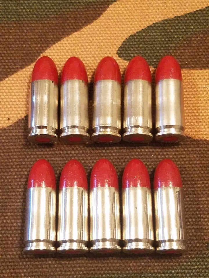 9mm Luger Snap Caps Set of 10 (Red+Nickel) Real Weight!!