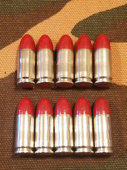 9mm Luger Snap Caps Set of 10 (Red+Nickel) Real Weight!!