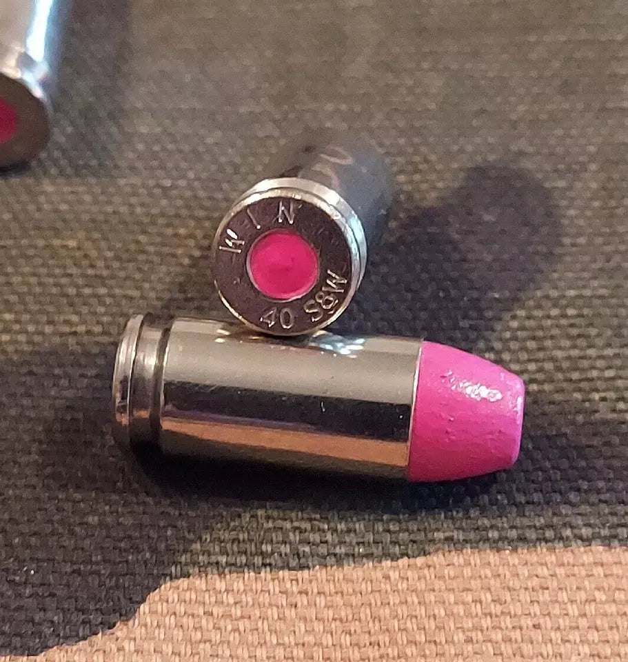 40 S&W Snap Caps Set of 10 (Pink+Nickel) Real 200GR Weight!!!