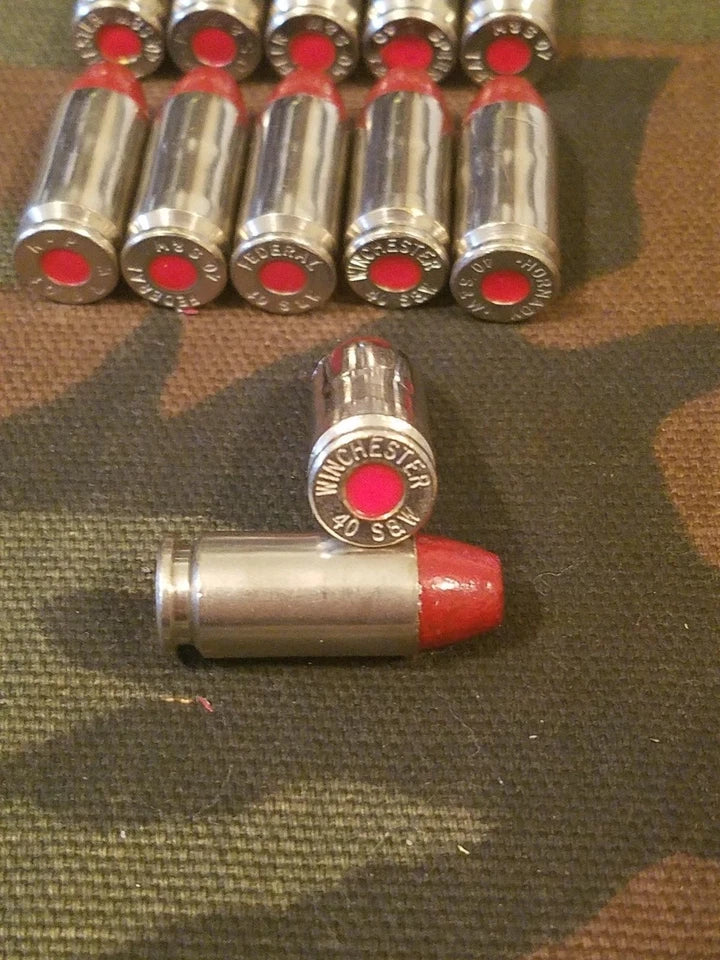 40 S&W Snap Caps Set of 12 (Red+Nickel) Real 200GR Weight!!!