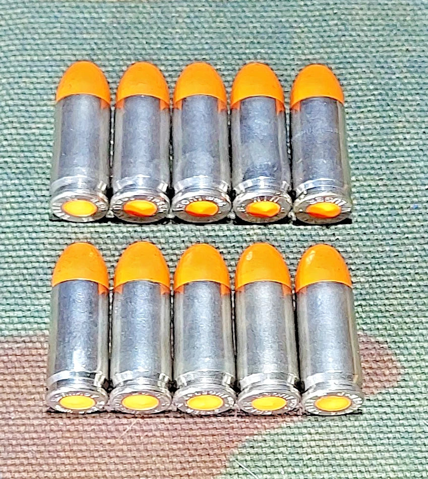9mm Luger Snap Caps Set of 10 (Orange+nickel) 124GR Real Weight