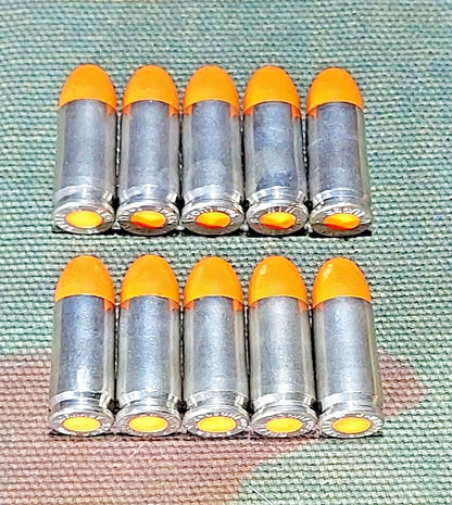 9mm Luger Snap Caps Set of 10 (Orange+nickel) 124GR Real Weight