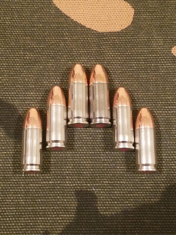 9mm Luger Snap Caps Set of 6 (Nickel) Real 115GN Weight!!!