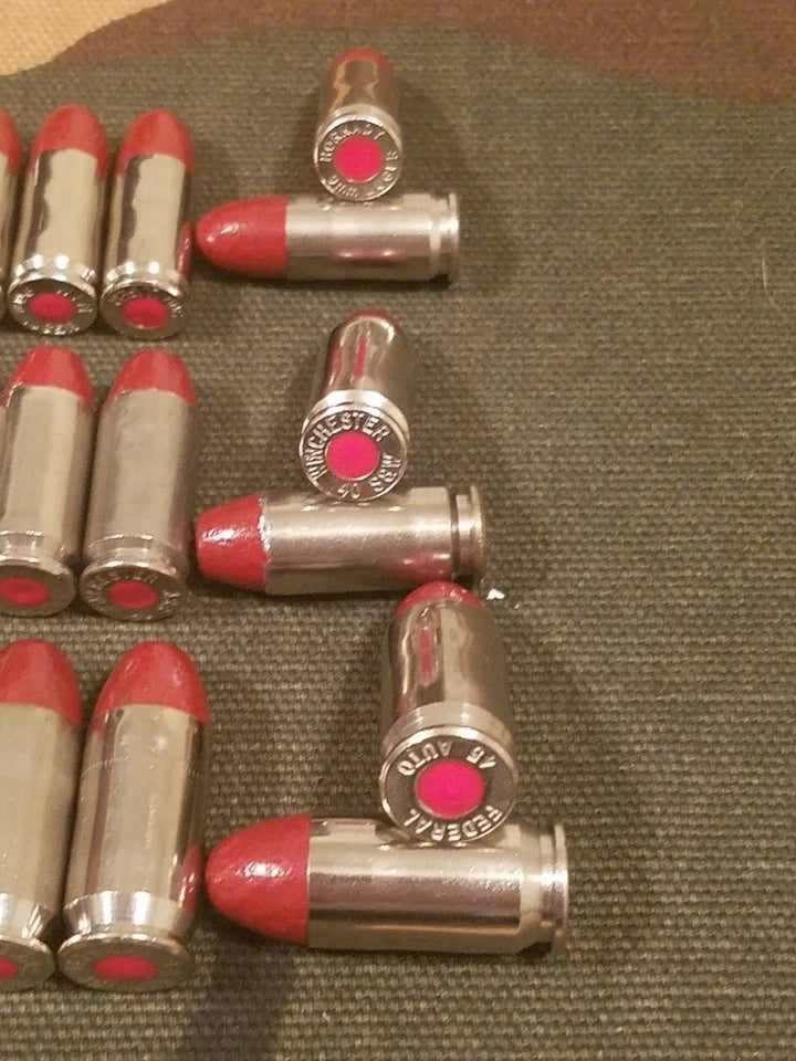 9mm, 40s&w, 45acp Snap Cap Combo Set 6 of Each (Nickel+Red)